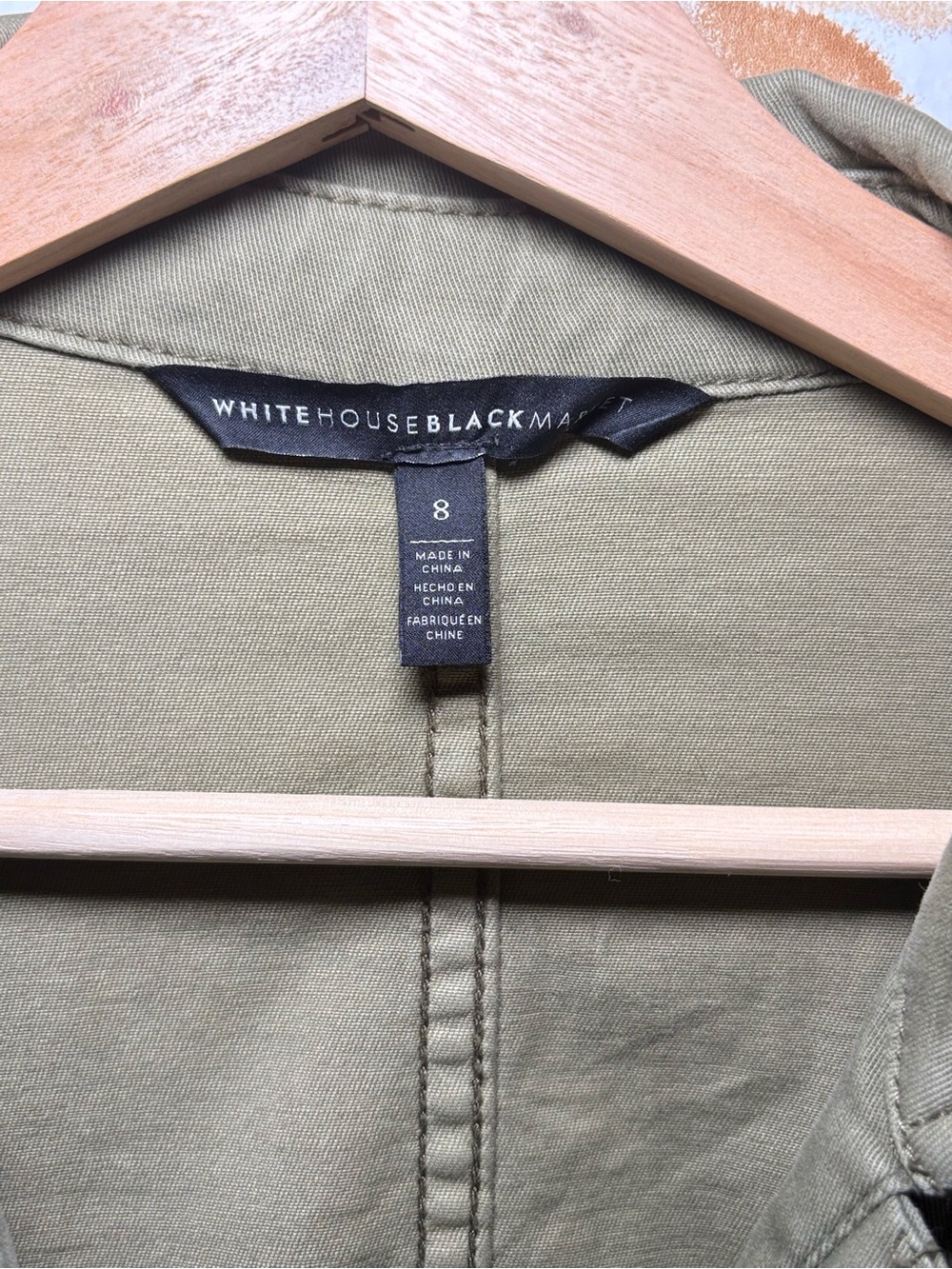 White House Black Market Olive Green Studded Utility Jacket | Military Style - Picture 3 of 14